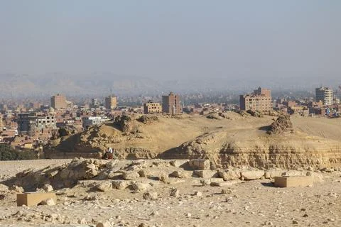 View from the pyramid complex in Giza, Egypt Stock Photos