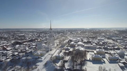 View from the quadrocopter to the bell tower Stock Footage 101673936
