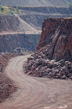 View into a quarry. mining industry Stock Photos
