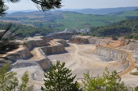 View for a quarry stone mining Stock Photos