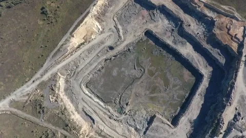 View of the quarry taken from a height Stock Footage 196954911