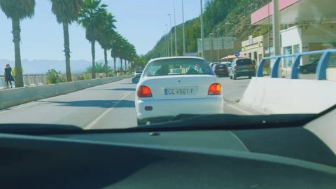 View of quay of Ceuta from car borderward Marocco Stock Footage 86713719