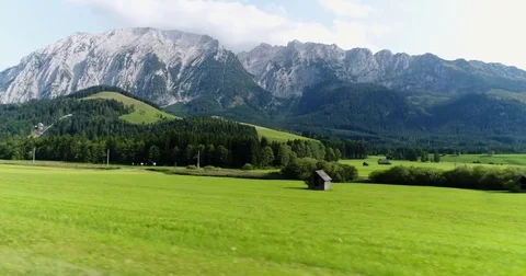 The view from quickly driving car at the beautiful mountains of Austria. Stock Footage 82243525