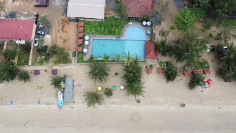 View of a quiet beach, with a beautiful stretch of sand in Pagatan Stock Footage 264797629