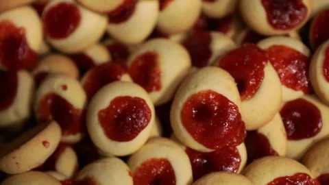 View of quince jam and vanilla biscuits Stock Footage 303102800