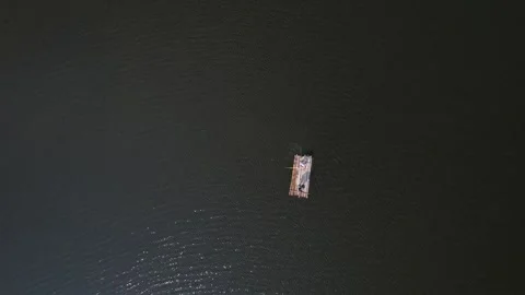 View from the raft in the middle of the lake Stock Footage 262293360