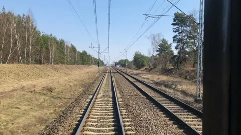 View of the railroad tracks from the train Stock Footage 200791951