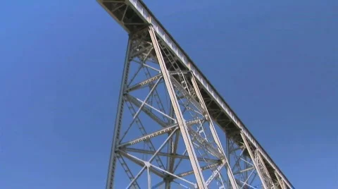 View of Railroad Train Bridge from Below 스톡 동영상 493831