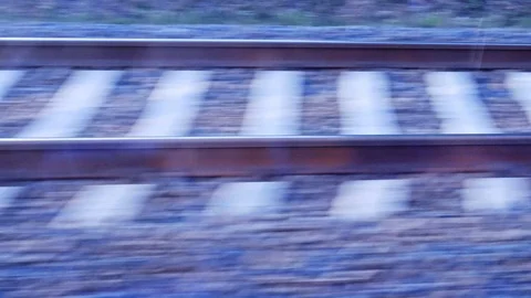 View on the rails while riding a train. Stock Footage 122285937