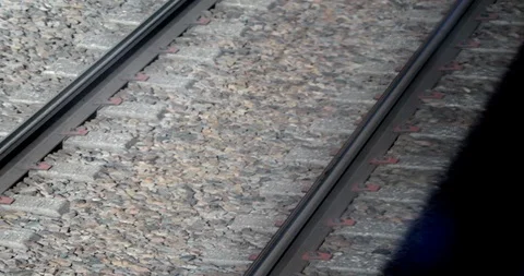 View On The Rails From The Window Of Moving Train Video stock 97028009