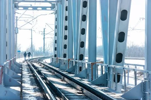 View of the railway bridge from the inside Stock Photos