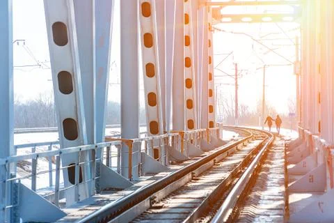 View of the railway bridge from the inside Foto stock