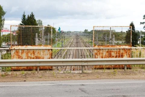 View of the railway from the bridge Stock Photos