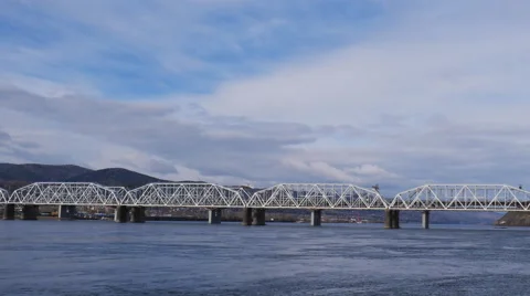 View of the railway bridge time lapse Stock Footage 62759496