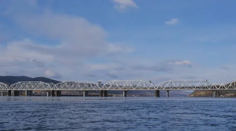 View of the railway bridge time lapse Stock Footage 62760210