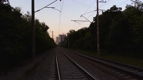 View of the railway line outside Stock Footage 132443881