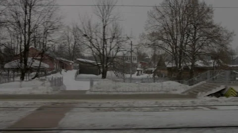 View of railway station from moving train Video stock 67558384