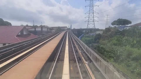 View of railway track from the backside window of train Stock Footage 219206349