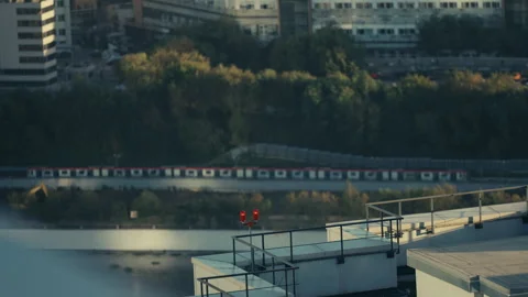 View of Railway Tracks from Rooftop Stock Footage 320195218