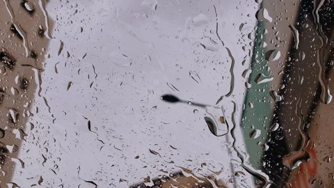 View of rain drops over car glass - rain drop Stock Footage 118587729