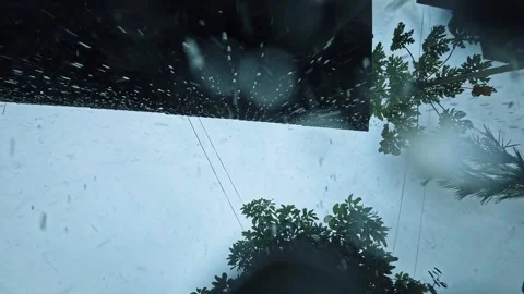 View of rain falling from the roof Stock Footage 304155745