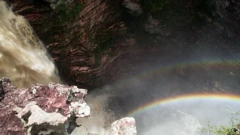 View of rainbow in waterfall Stock-Footage 71236963
