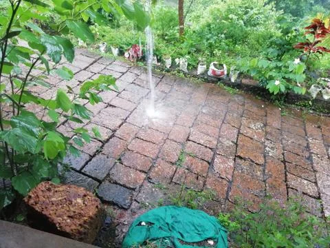 View of raindrops to the ground Stock Photos