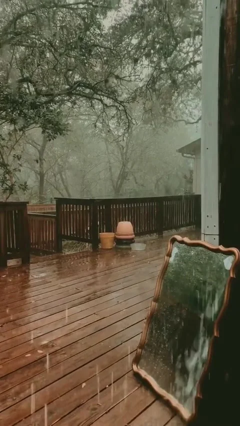 View of rainwater in a villa 動画素材 243855371
