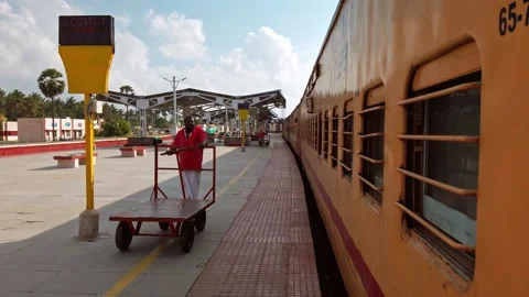 View of Rameshwaram railway station. Stock Footage 130291438