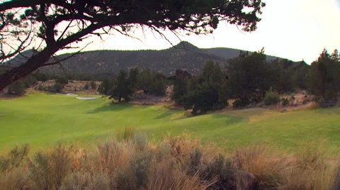 View of ranch and mountain Stock Footage 57815520