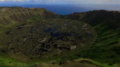 View Of Rano Kau In Easter Island, Chile Stock Footage 60005258