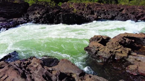View of the rapids of the Paranapanema river called Garganta do Diabo Stock Footage 275947800