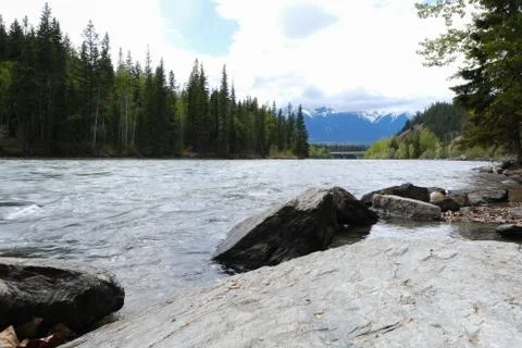 View of the rapids in the river. Wells Gray Provincial Park of British Columbia Stock Photos