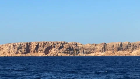 View of Ras Mohammed coastline with cliffs from the floating along boat in Red S Stock Footage 328898254