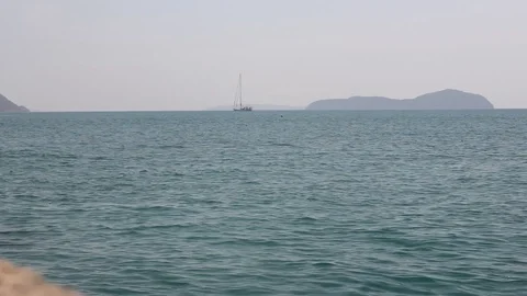 View on Rawai beach and pier. Tropical landscape. Stock Footage 126596124