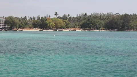 View on Rawai beach and pier. Tropical landscape. Stock Footage 126596227