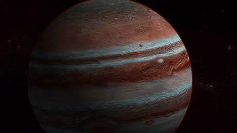 View realistic 3d Jupiter planet with star Stock Footage 221911042