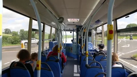 View from the Rear Passenger Seat in a Moving Bus Stock Footage 244452348