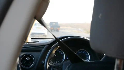 View from rear seats on dashboard in mooving car Vídeo Stock 116383514