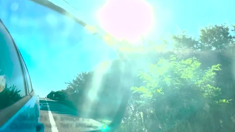 View in the rear view mirror of a car. Road trip. Summer car trip. Road Video stock 261219958