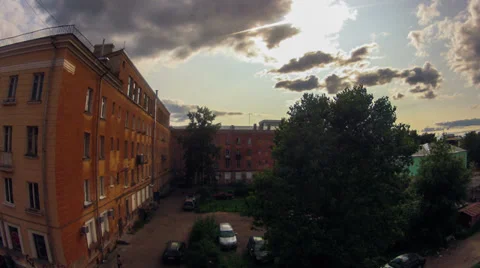 View of red block and quite territory near, timelapse Stock Footage 34330770