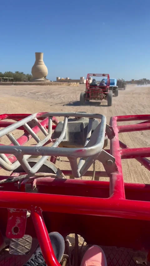 View from red buggy while driving through the desert in Egypt. Stock Footage 170116398