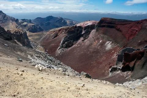 View into the red crater. Stock Photos