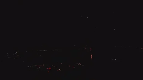 View of red fireworks exploding in the night sky, United States. 库存影片 340641902