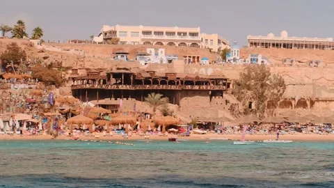 View Of The Red Sea Coast With Desert Rocky Mountains And A Small Town Stockbeeldmateriaal 234419625