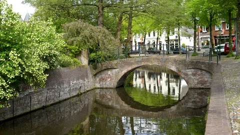 View of the reflection on the canal Stock Footage 107941709
