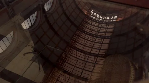 View from  a reflection  desk till the roof of the post office in Saigon,Vietnam Stock Footage 115065668