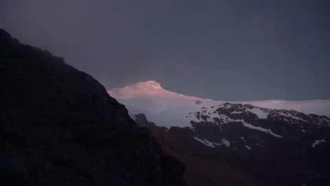 View of the refuge in the cayambe volcano in ecuador Stock Footage 229703821