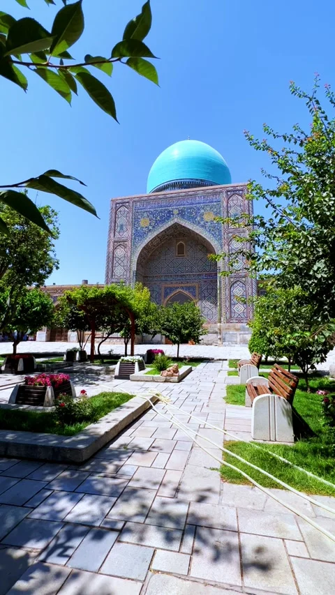 View of The Registan Square. Ulugh Beg Madrasah Stock Footage 301560832