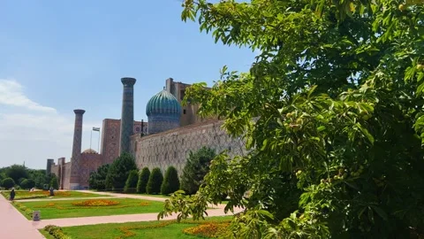 View of The Registan Square. Ulugh Beg Madrasah Stock Footage 301560977